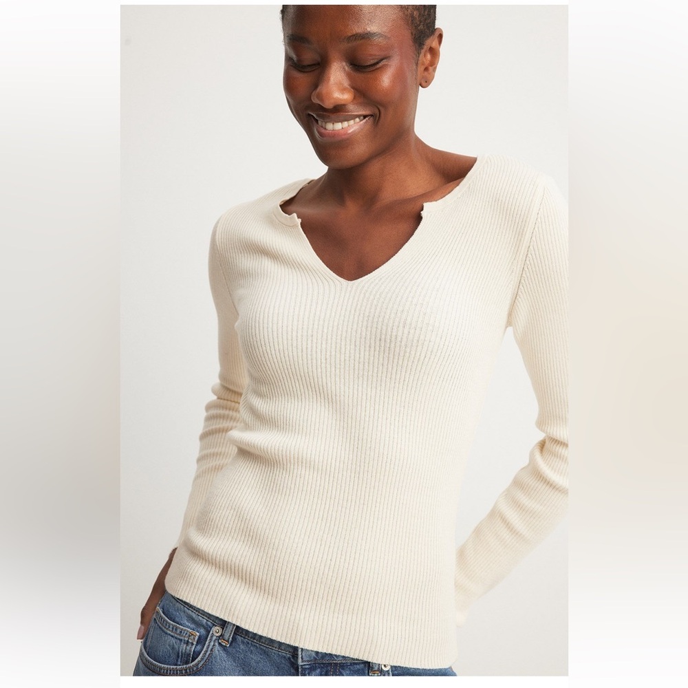 NA-KD V Neck Ribbed Sweater